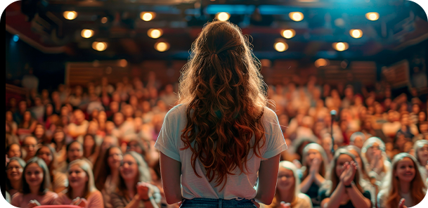 Woman speaking to an audience